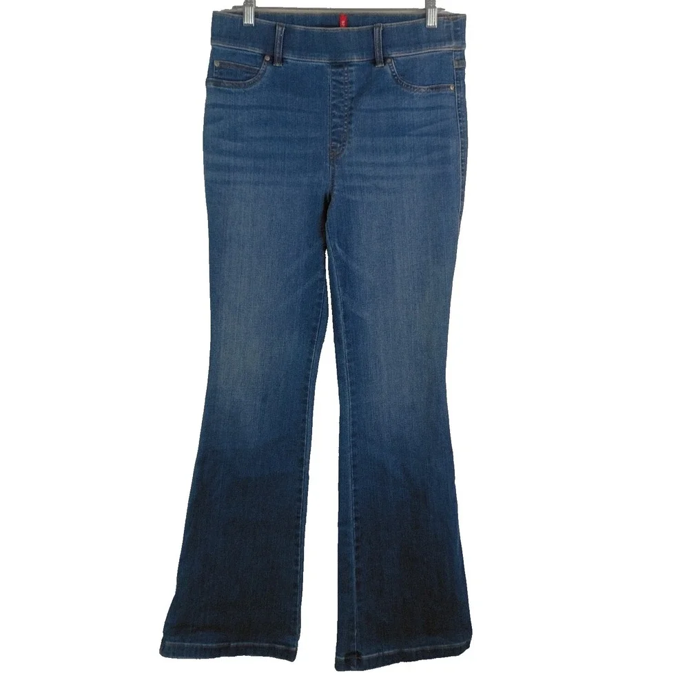 SPANX Everywear Pull-On Flare Jeans Large Vintage Indigo Wash Shapewear Stretch
